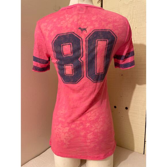 Victoria's Secret Love Pink‎ Women's Size Small Baseball Tee Shirt Distressed - Picture 8 of 8